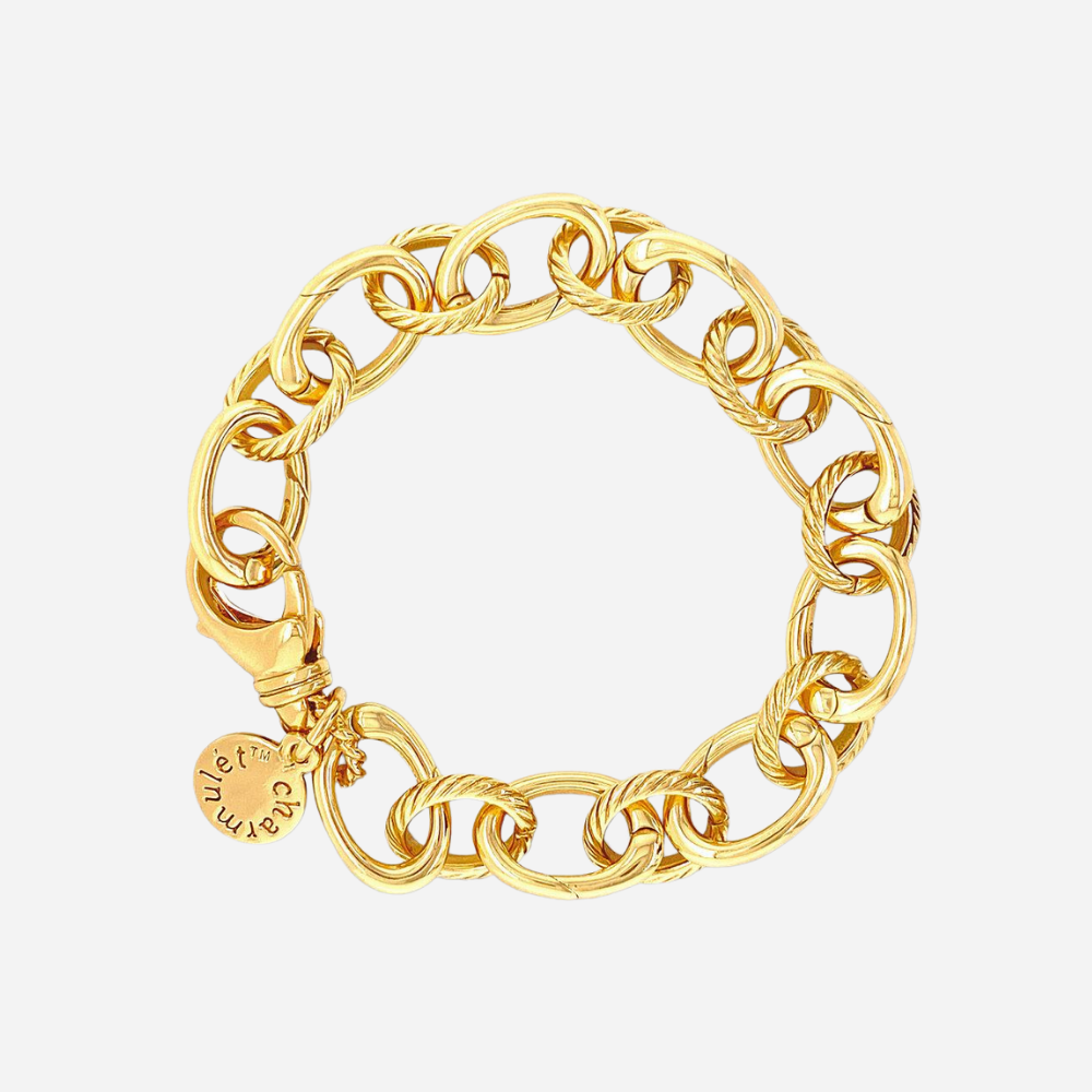 14k Gold Plated Large Link Adjustable Bracelet - charmulet-2020