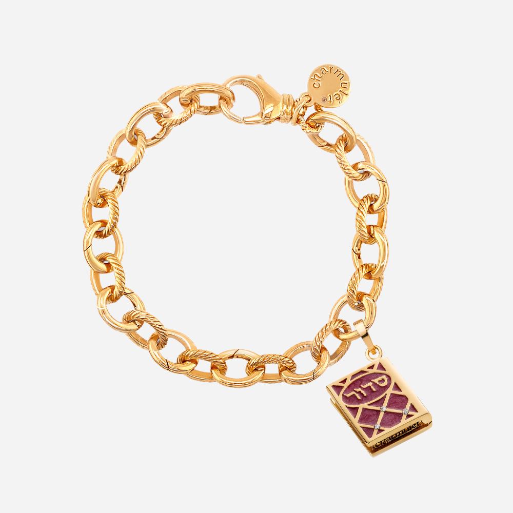 14k Gold Plated Adjustable Charm Bracelet with Book - charmulet-2020