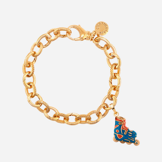 14k Gold Plated Adjustable Charm Bracelet with Roller - charmulet-2020