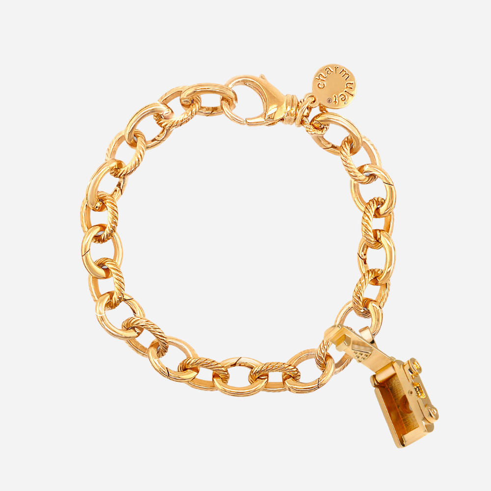 14k Gold Plated Adjustable Charm Bracelet with Camera - charmulet-2020