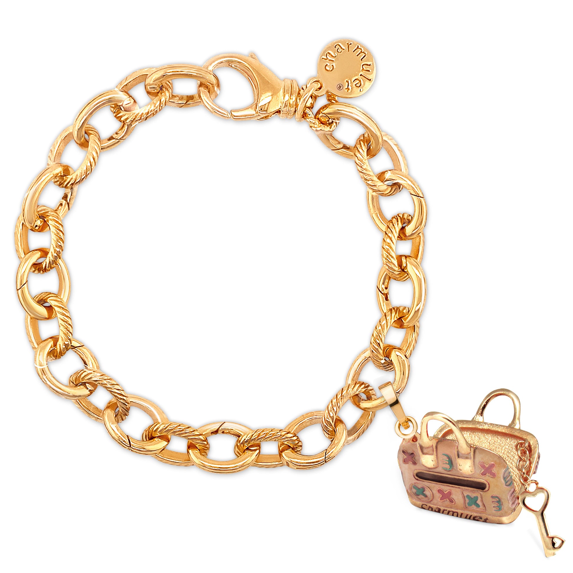 Beige Pocketbook - Charmulet Delightful 14kt Gold Plated Interactive Charm - charmulet-2020